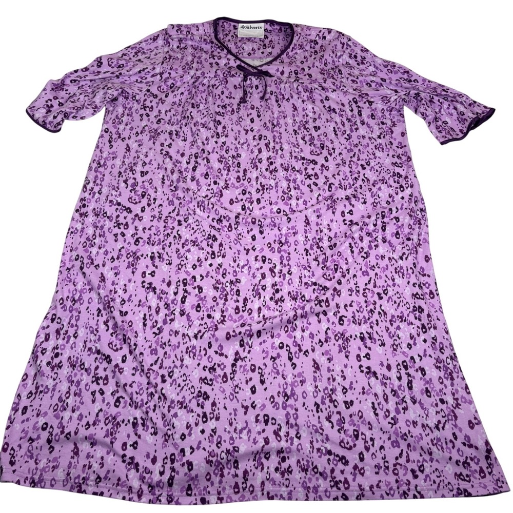 Silverts Purple Print Adaptive Needs‎ Snap Closure Pajamas Gown Size XXL
